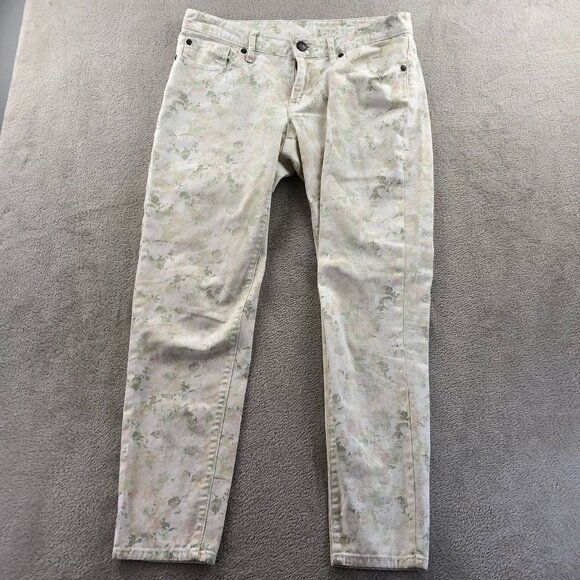 Gap Womens Jeans Size 6/28 Premium Super Skinny Floral Casual Chic Cream Denim - Picture 14 of 15